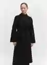 Abrigo Batín Negro Talla 28 Mujer Mango