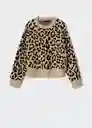 Jersey Leopard Camel Talla M Mujer Mango