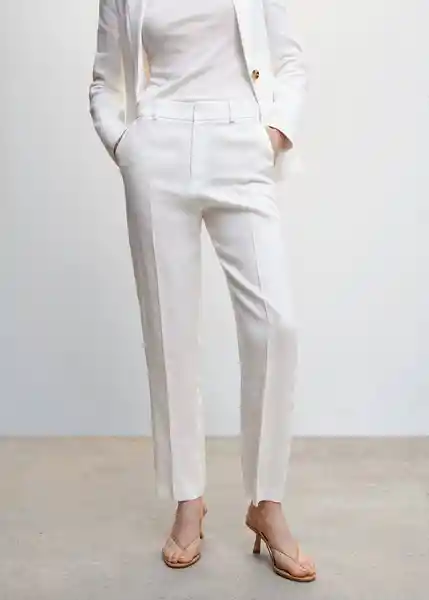 Pantalón Boreli Blanco Talla 44 Mujer Mango