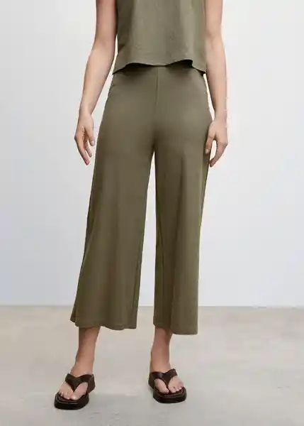 Pantalón Cintia Khaki Talla 18 Mujer Mango