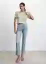 Pantalón Jean Dafne Dirty Claro Talla 42 Mujer Mango