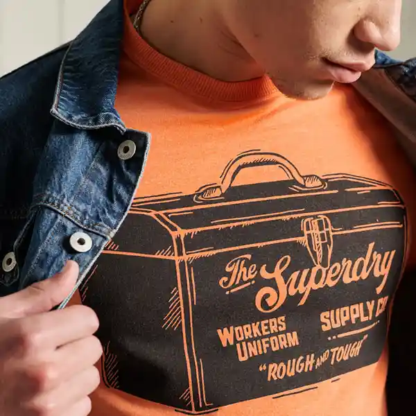 Superdry Camiseta Workwear Graphic Tee 220 Naranja Talla M