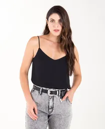 Camisa Clásica De Tiras Negro Puro Ultraoscuro Talla Xs Mujer Naf Naf