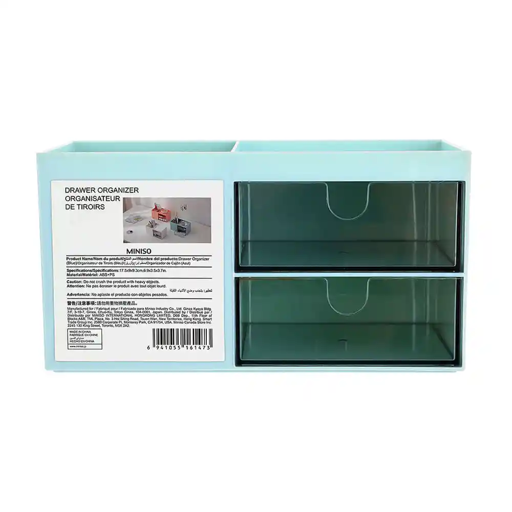 Miniso Caja de Almacenamiento de Dos Capas Con Cajones Azul