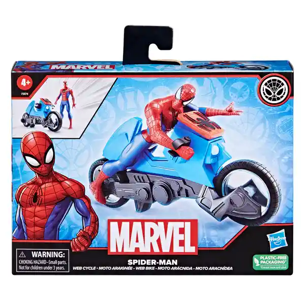 Marvel Figura de Acción con Moto Arácnida Spider Man