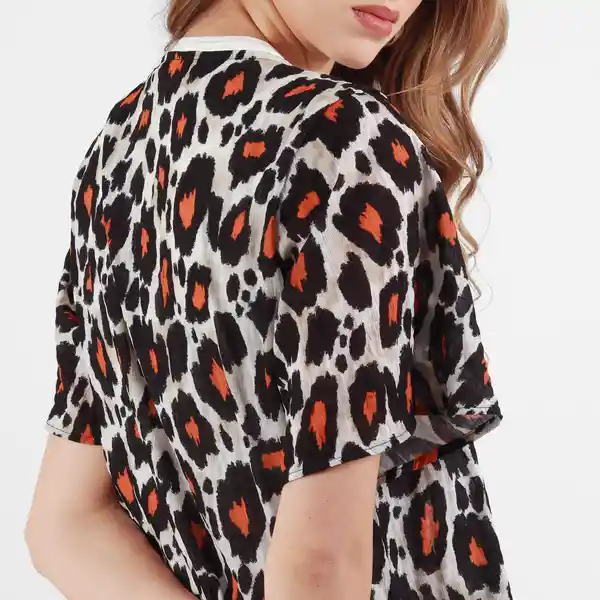 Blusa Cuello V Manga Corta Multicolor Talla S 539852