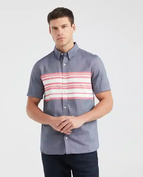 Camiseta Striped Pre-Dyed Azul Dark Ultra Oscuro T. L Chevignon
