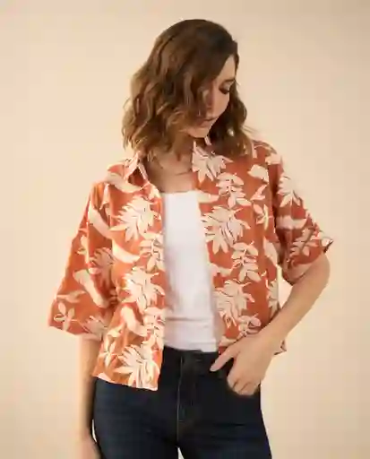 Camisa Naranja Pétalo Medio Talla S 611G041 Esprit