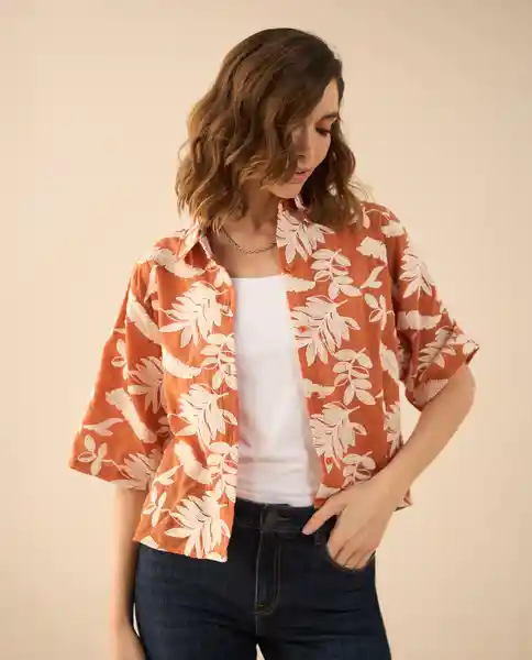 Camisa Naranja Pétalo Medio Talla S 611G041 Esprit