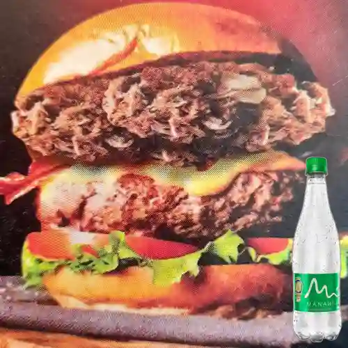 Combo Burger Chona + Manantial Con Gas 600 ml