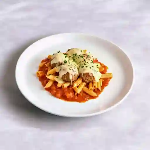 Penne Meatballs Gratinado