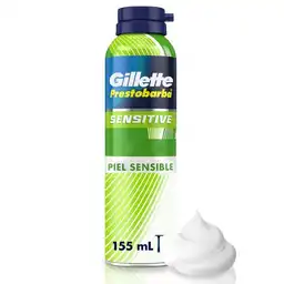 GILLETTE Sensitive Espuma de Afeitar para Piel Sensible de 155mL Protege la Piel al Afeitarte con Máquina de Afeitar para Hombre