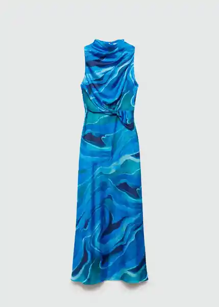 Vestido Marble-a Azul Talla L Mujer Mango