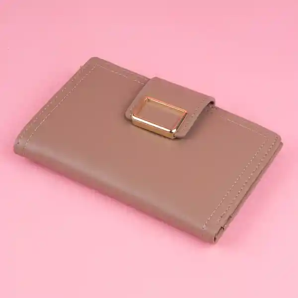 Cartera Para Mujer Mediana Con Hebilla Cuadrada Khaki Miniso