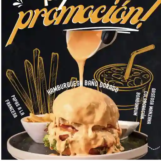Hamburguesa baño dorado