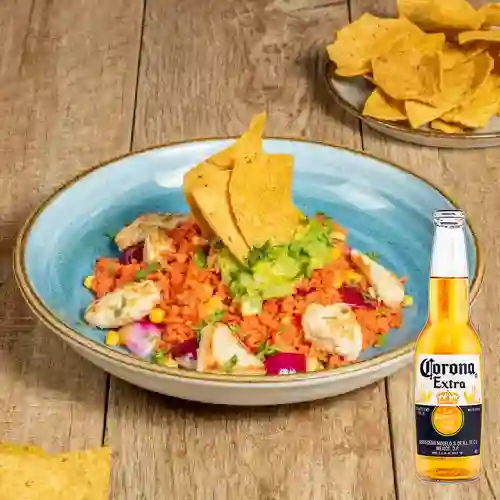 Combo Arroz Sinaloa de Pollo + Corona 330 ml