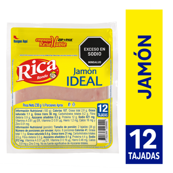Rica Rondo Jamón Ideal en Tajadas 230 g