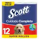 Papel Higiénico Scott Cuidado Completo 30 Metros 12 Rollos