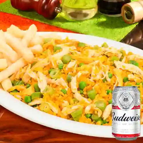 Combo Arroz con Pollo + Budweiser 269 ml