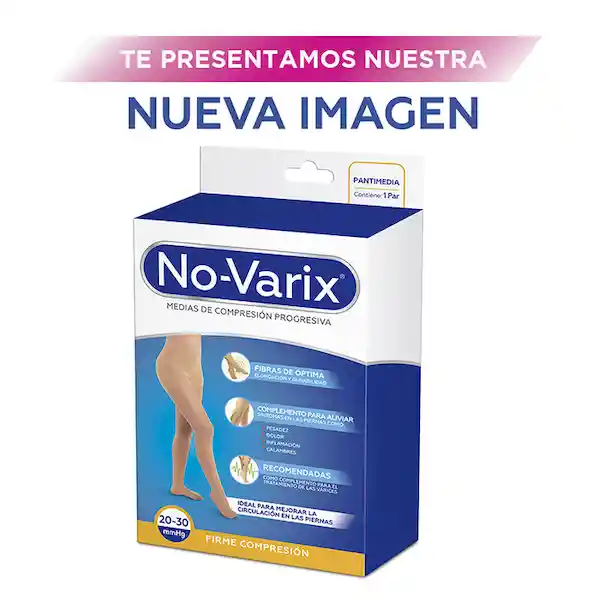 No-Varix Pantimedia Tono Beige de Mediana Compresión 20-30 Mm/Hg