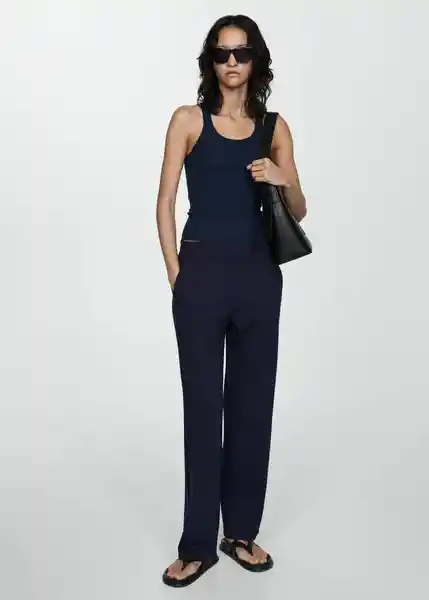 Pantalón Florida Navy Talla M Mujer Mango