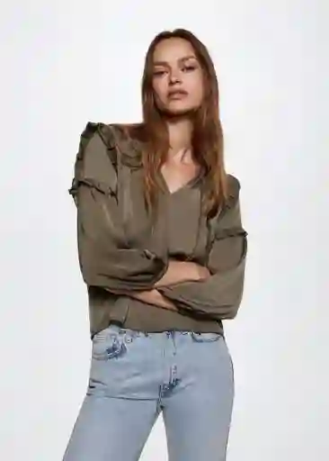 Blusa Amalia-W Khaki Talla S Mujer Mango