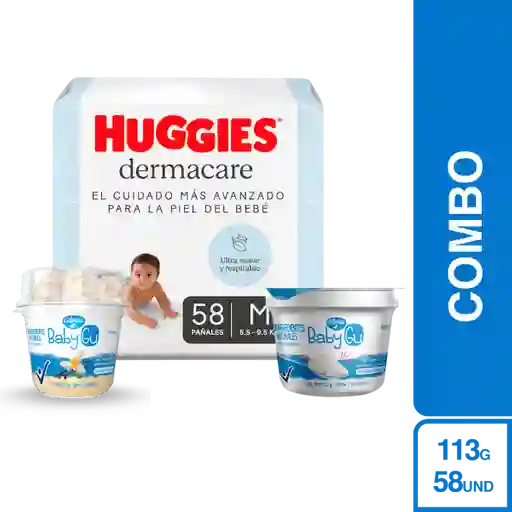 Combo Pañales Huggies Dermacare + Yogurt Baby + Yogurt Baby