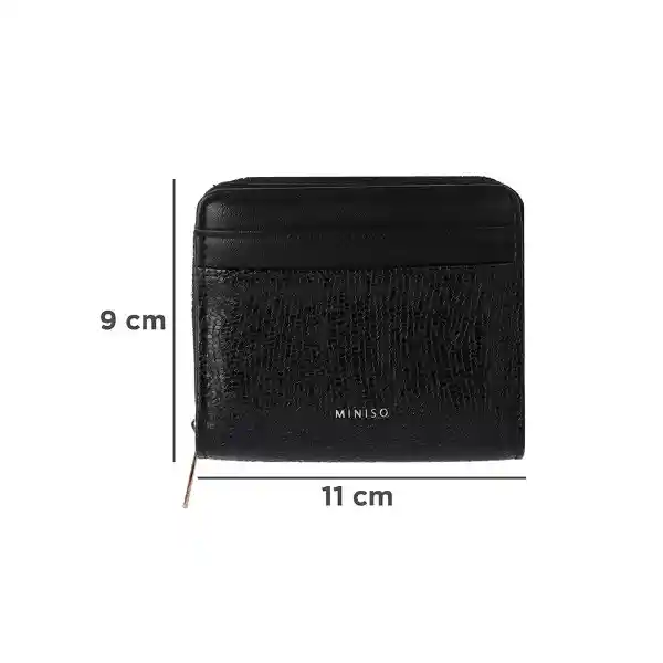 Cartera Para Mujer Con Textura Granulada Negro Serie Miniso