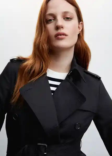 Gabardina Trench Polana Negro Talla XS Mujer Mango