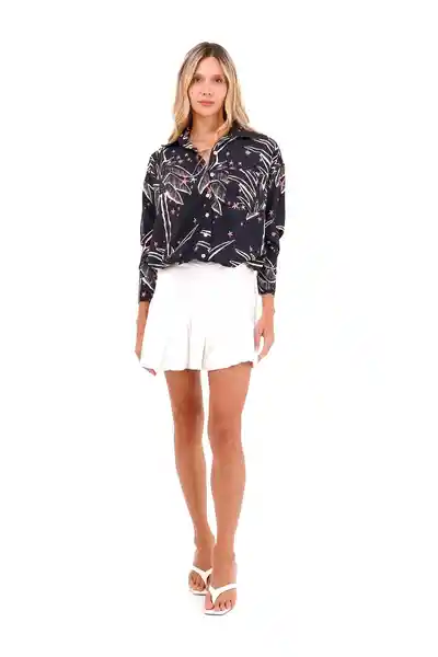 Camisa Boyfriend Haven Palmeras Negro XS Mercedes Campuzano