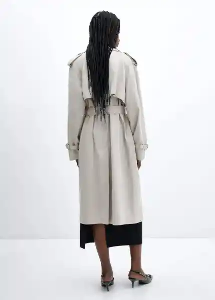 Abrigo Trench Fluid Gris Claro Vigoré Talla M Mujer Mango