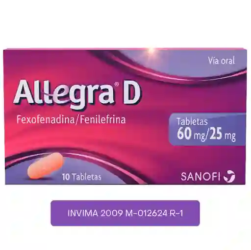 Allegra D fexofenadina fenilefrina  60 mg/25mg