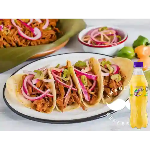 Combo 3 Tacos de Pastor + Quatro Original 400ML