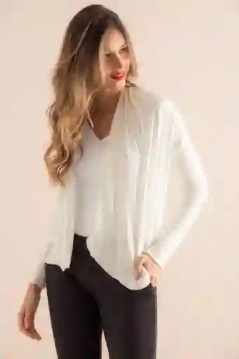 Cárdigan Manga Larga Color Blanco Crudo Talla XS Ragged