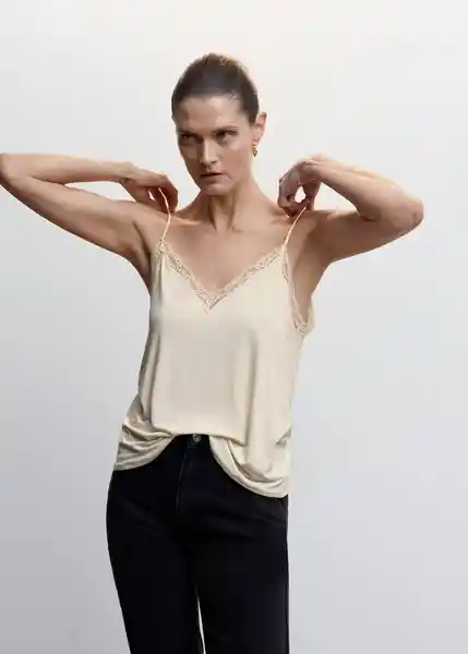 Top Sia Beige Talla 18 Mujer Mango