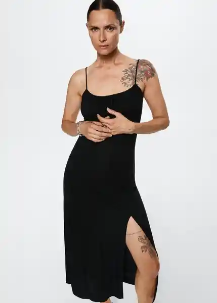 Vestido Suriname Negro Talla L Mujer Mango