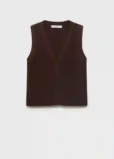 Chaleco Seseta Chocolate Talla M Mujer Mango