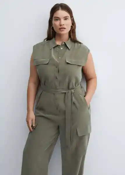 Enterizo Mono Daily Khaki Talla 27 Mujer Mango