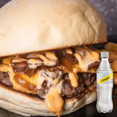 Combo Hamburguesa Bacon Cheese + Schweppes Soda 400ml