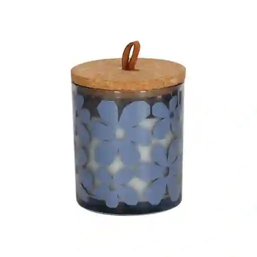 Vela Vidrio Tapa Corcho Azul Casaideas