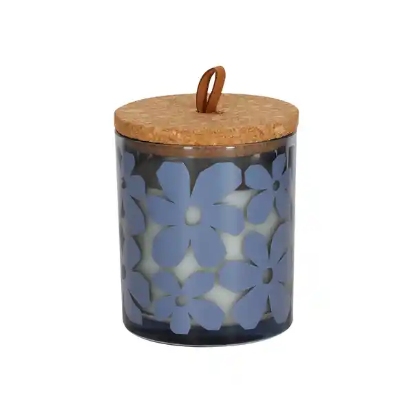 Vela Vidrio Tapa Corcho Azul Casaideas