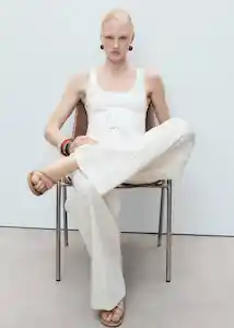 Enterizo Mono Tory Off White Talla S Mujer Mango