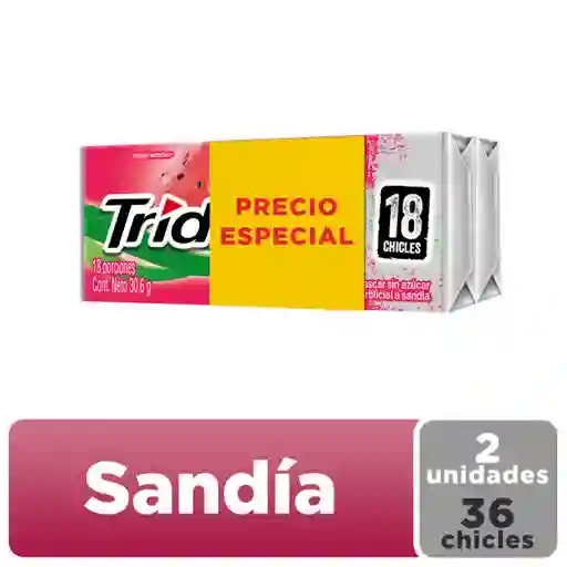 Chicle Trident Sin Azúcar de Sandia 2X  18 Unidades