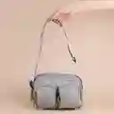Bolso Crossbody Con Dos Bolsas al Frente Gris Claro Serie Miniso