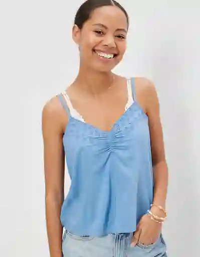 Blusa Mujer Azul Talla MEDIUM 400381907323 American Eagle