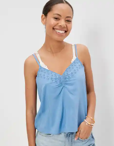Blusa Mujer Azul Talla MEDIUM 400381907323 American Eagle