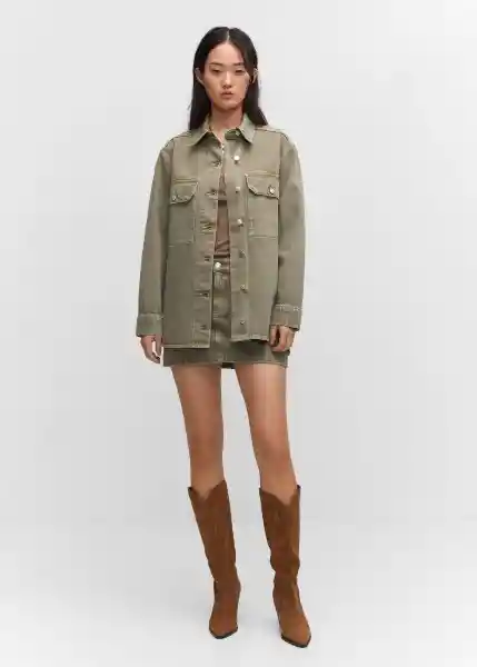 Sobrecamisa Chino2 Khaki Talla S Mujer Mango