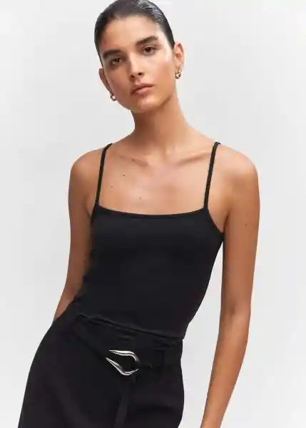 Top Mate Negro Talla M Mujer Mango