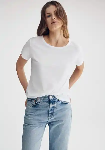 Camiseta Am052154 Blanco Talla L Mujer Mango