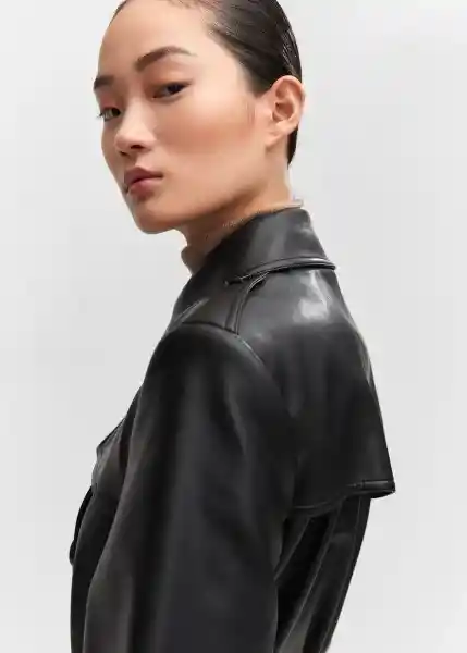 Abrigo Trench Polanapu Negro Talla XL Mujer Mango